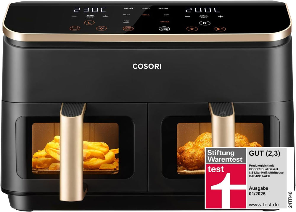 COSORI Friggitrice ad aria a 2 scomparti, Airfryer vincitrice del test di Stiftung Warentest