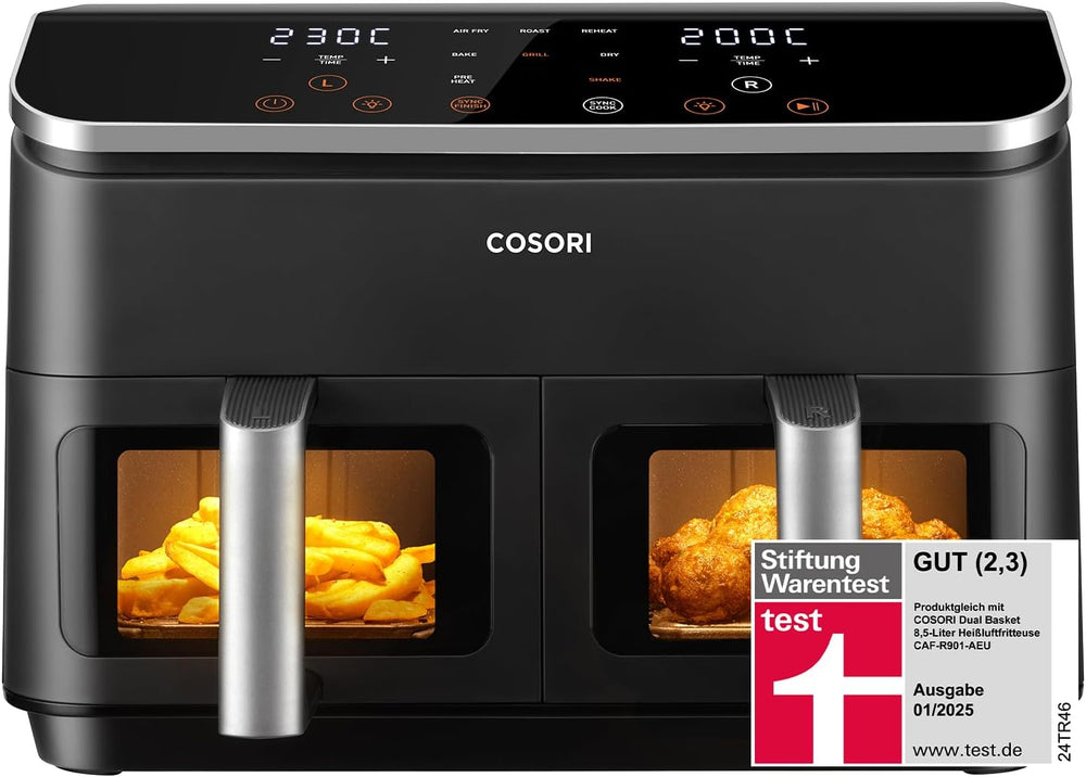 COSORI Airfryer, vincitore del test Stiftung Warentest, friggitrice ad aria a 2 scomparti