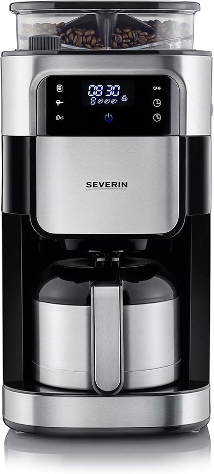 SEVERIN Filterkaffeemaschine mit Edelstahl-Mahlwerk und Thermokanne