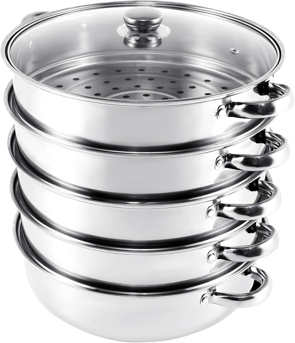 Vaporiera KayEsampra in acciaio inox con coperchio in vetro