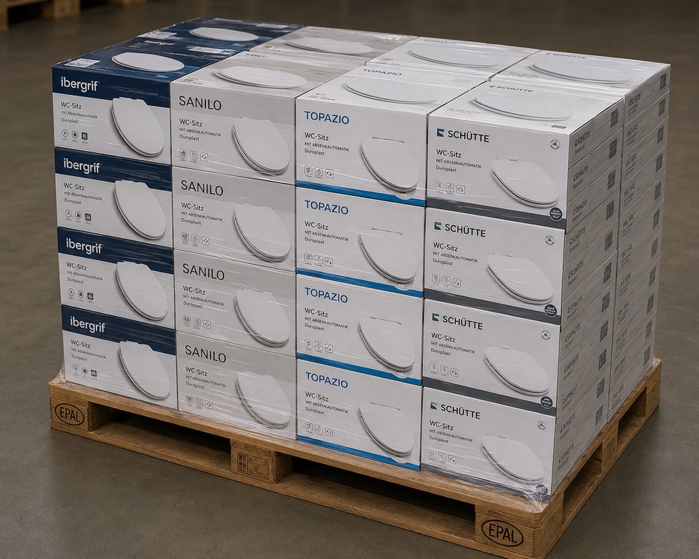 1 pallet di copriwater nuovi, assortiti