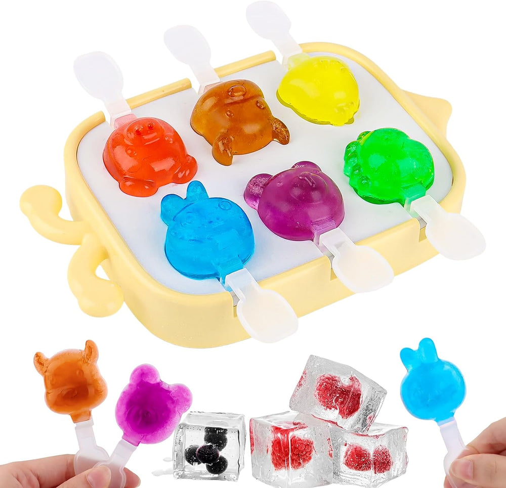 Eisformen am Stiel, Silikonformen mit 6 Mulden, wiederverwendbare Eisformen am Stiel